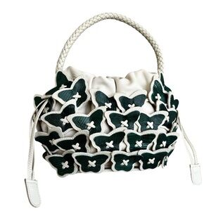 🆕 Daniella Ortiz Hope Butterfly Handbag Green White Leather Shoulder Bag